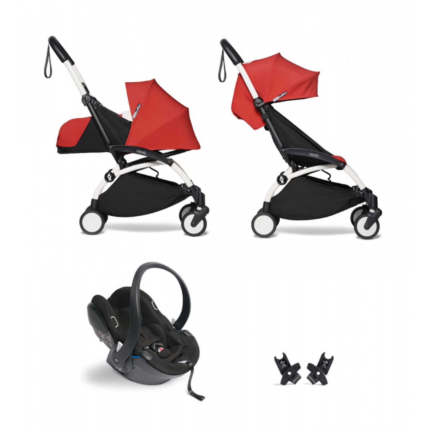 All-in-one BABYZEN stroller YOYO2 0+, car seat and 6+  | White Chassis Red